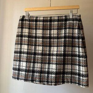 Y2K Textured Plaid Mini Skirt, 31" | Vintage Soft Wool Blend Skirt